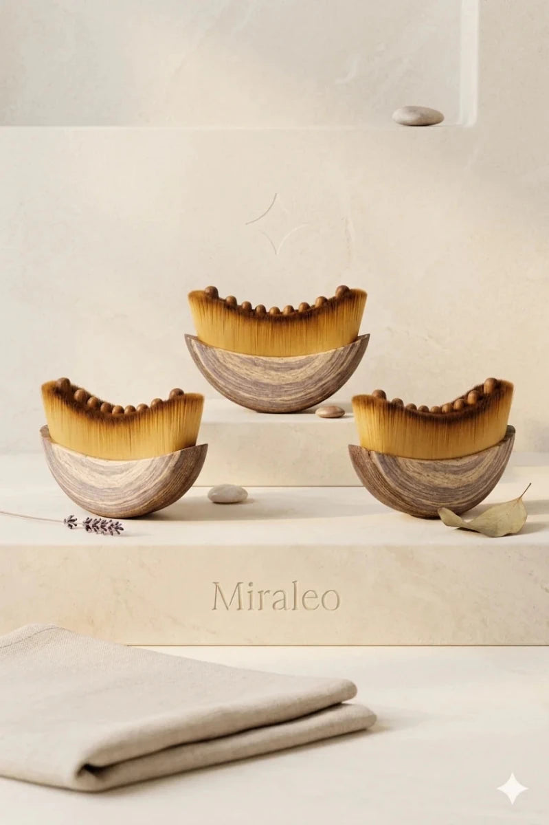 Kit SculptLift™ drenaje linfático facial con cepillos de madera premium - rostro más definido en 5 minutos - Miraleo